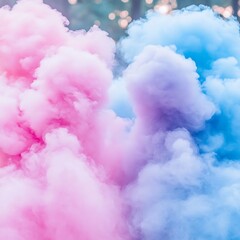 Naklejka premium Two vibrant colored clouds blending together in the natural environment