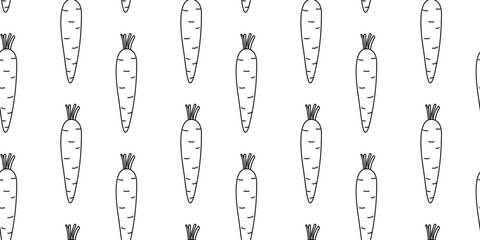 Pattern design featuring hand-drawn carrots on a white background