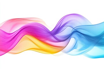 Fototapeta premium Abstract vibrant flowing lines in a spectrum of colors. Soft, smooth, and dynamic curves against a plain white background. Evokes a sense of movement and energy