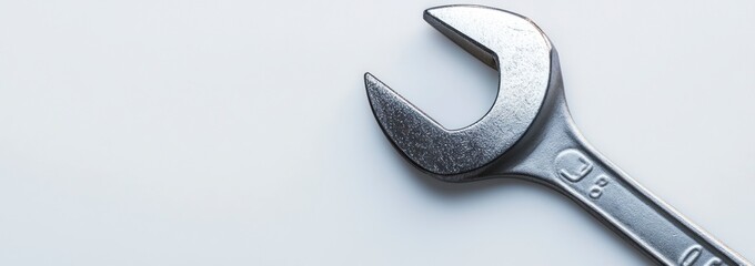 Wrench on White Background Shows Repair Tool for Mechanical Work