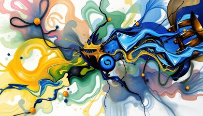 Abstract art, vibrant colors, dynamic design