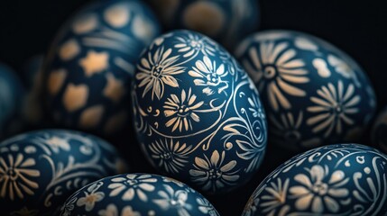 Fototapeta premium Close-up of Easter eggs with floral patterns