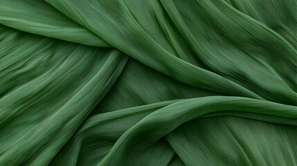 Fototapeta premium Abstract Green Fabric Texture with Detailed Surface and Flowing Drapes