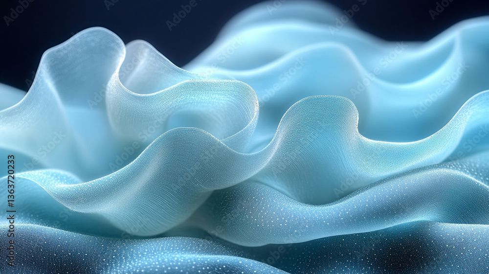 Poster a dynamic and fluid backdrop featuring wavy glass shapes, creating a sense of movement and modern el