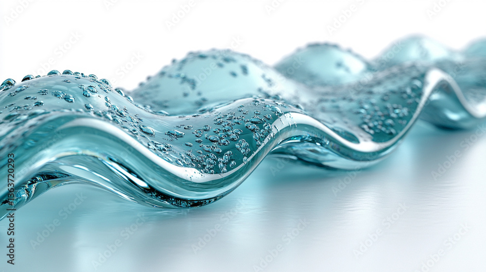 Poster a dynamic and fluid backdrop featuring wavy glass shapes, creating a sense of movement and modern el