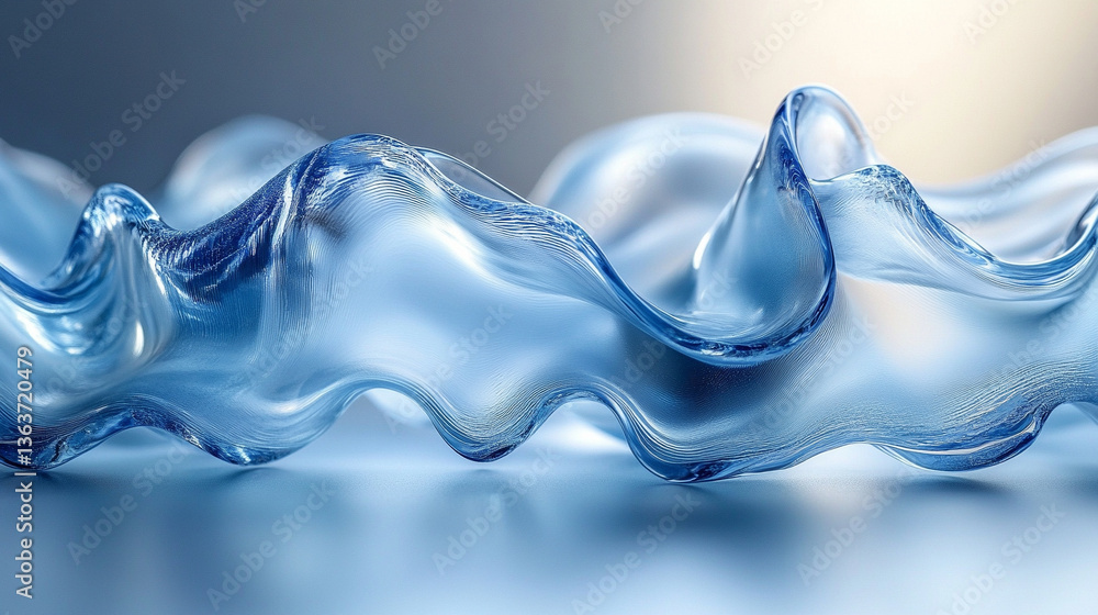 Poster a dynamic and fluid backdrop featuring wavy glass shapes, creating a sense of movement and modern el