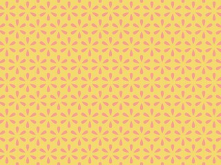 a repeating geometric pattern of stylized flowers in shades of pink and yellow. It has a simple, almost retro appearance.