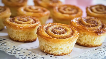 Freshly baked cinnamon swirl cupcakes bakery food photography cozy kitchen close-up delicious treats