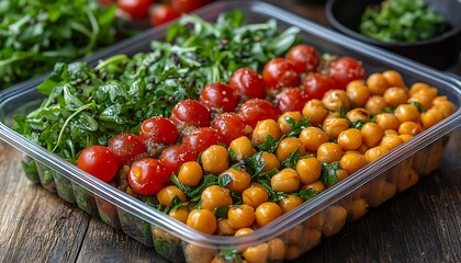 Colorful Salad Tray on Wooden Table