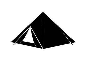 Silhouette of camping tent: A clean, high-contrast graphic depicting a camping tent, perfect for travel, outdoor, and adventure themes.
