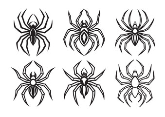 Spider Monogram silhouette vector Set