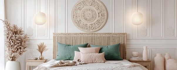 A bedroom with a Bengali-inspired bed