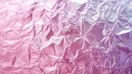 Wrinkled metallic foil displays shades of pink and purple