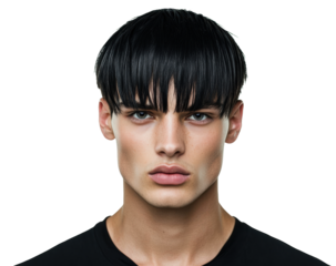 Modern hairstyle trend showcased by a young male model on Transparent Background