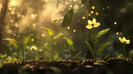 Captivating visual narrative of plant growth stages with focus on textures. Enchanted Growth. Illustration