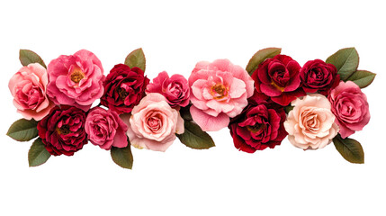 Obraz premium Roses floral arrangement of pink and red, cut out transparent