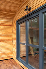 modern modular house in the forest.