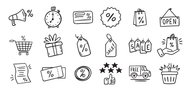 Loyalty card hand drawn doodle element icons. Symbol for Loyalty card, incentive program outline illustration icon