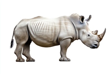 Fototapeta premium Isolated Rhino Standing Tall a Majestic Wildlife Animal on White Background