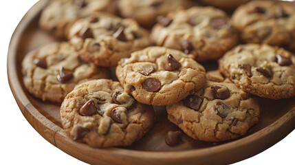 Delicious Chocolate Chip Cookies on Wooden Plate