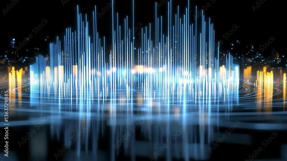 Poster abstract digital cityscape: a stunning, futuristic cityscape in digital form, illuminated by a mesme