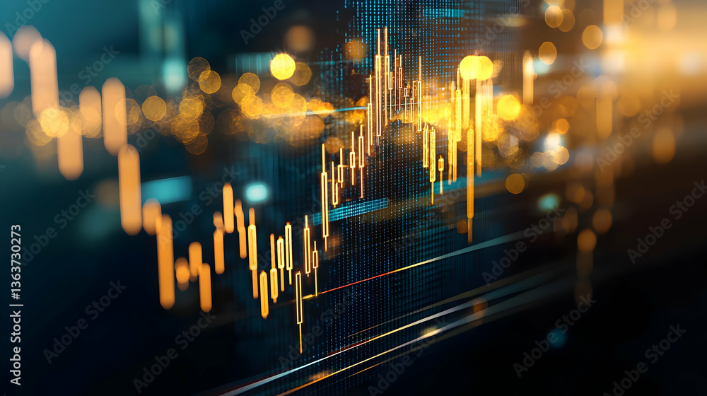 Poster abstract financial data chart on a digital display