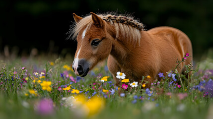 Adorable Baby Pony Surrounded By Colorful Wildflowers