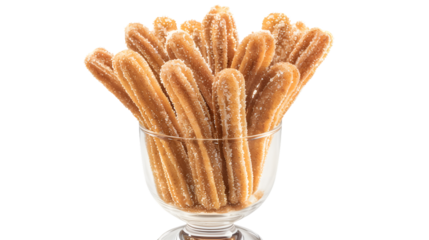 Delicious Golden Churros in a Glass Bowl Perfect for Dessert or Snack Photography