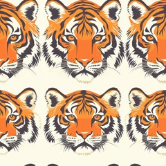 Obraz premium seamless Close-up portrait of a tiger's face capturing the intricate details of its striking features and intense gaze