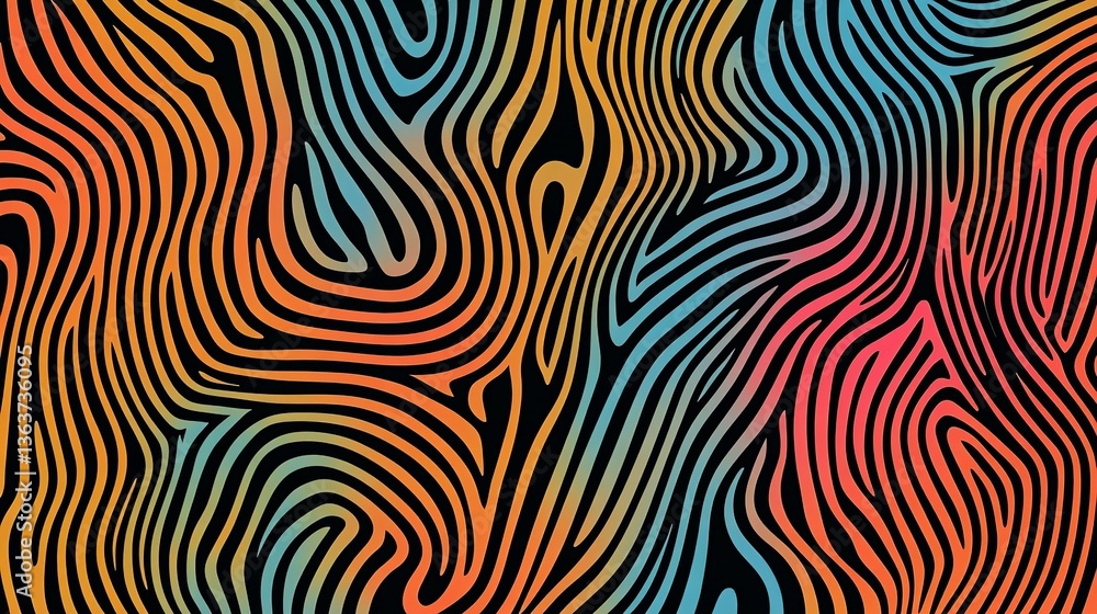 Aufkleber abstract image showing colorful curved lines on black background