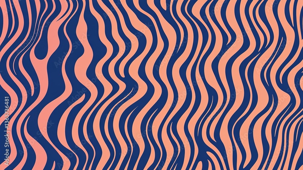 Poster swirling abstract pattern of vibrant color with flowing wavy lines