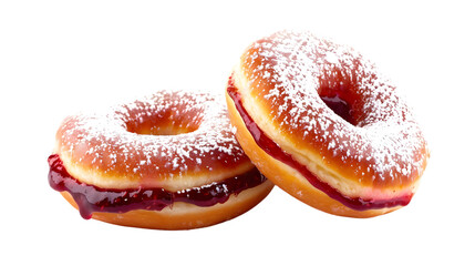 Delicious Powdered Donuts with Jam Filling on a Black Background