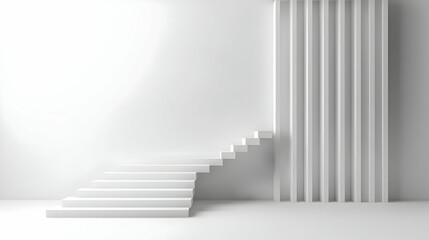 Fototapeta premium Modern Minimalist White Staircase In Empty Room