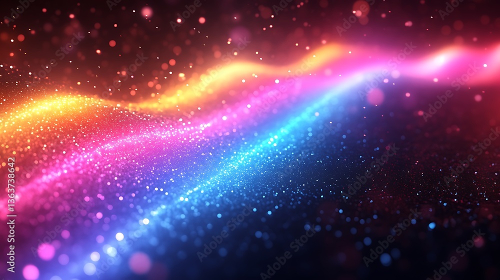 Poster abstract glowing particle wave background with vibrant gradient colors for modern designs and creati