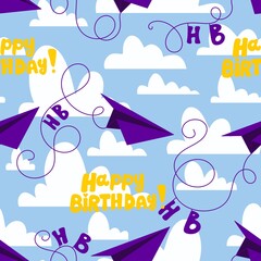 Birthday party seamless pattern for wrapping paper and fabrics and linens and kids clothes print