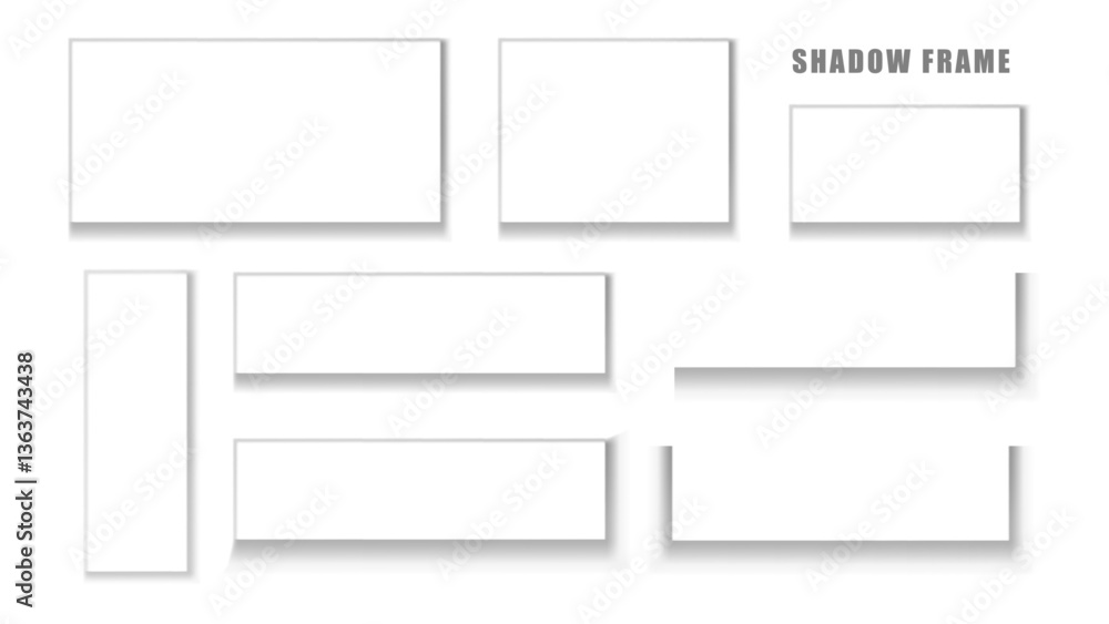 Poster rectangle paper shadow effect. realistic shadow cast by a floating rectangular sheet for presentatio
