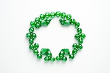 Obraz premium Green objects forming a circular shape on a white background