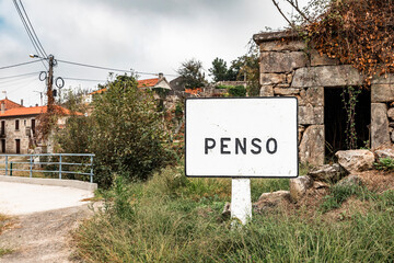 village entry sign at Penso, Municipality of Melgaço, Alto Minho Subregion, district of Viana do Castelo, Portugal