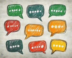 Colorful Speech Bubbles on Aged Paper