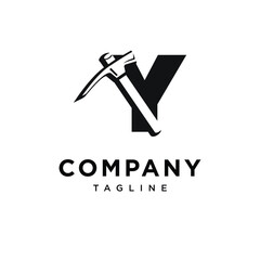 Letter Y Brick Hammer Logo Icon Vector