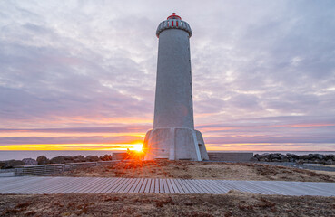 The lighthouse of town of Akranes in Iceland