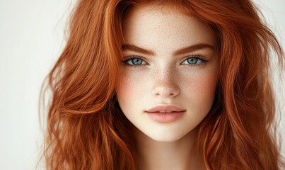 Fototapeta premium Red haired woman portrait beauty shot
