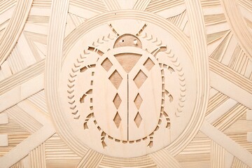 Intricate Wood Carving Design with Geometric Patterns