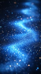 Obraz premium Abstract blue space scene with bright sparkling light effects
