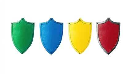 Colorful shields isolated on white background; security concept; graphic design