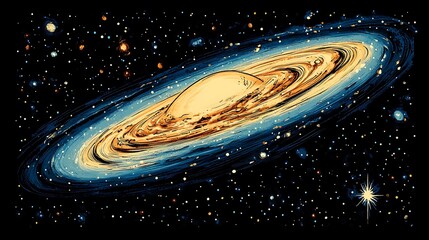 Spiral galaxy illustration, cosmic art. (1)