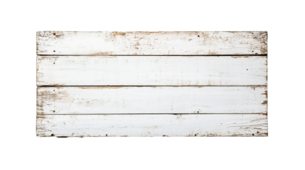 A weathered wooden plank with a white finish showcases rustic charm