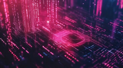 Fototapeta premium Futuristic holographic representation of an e-wallet, digital money transfer, and blockchain-powered security encryption.