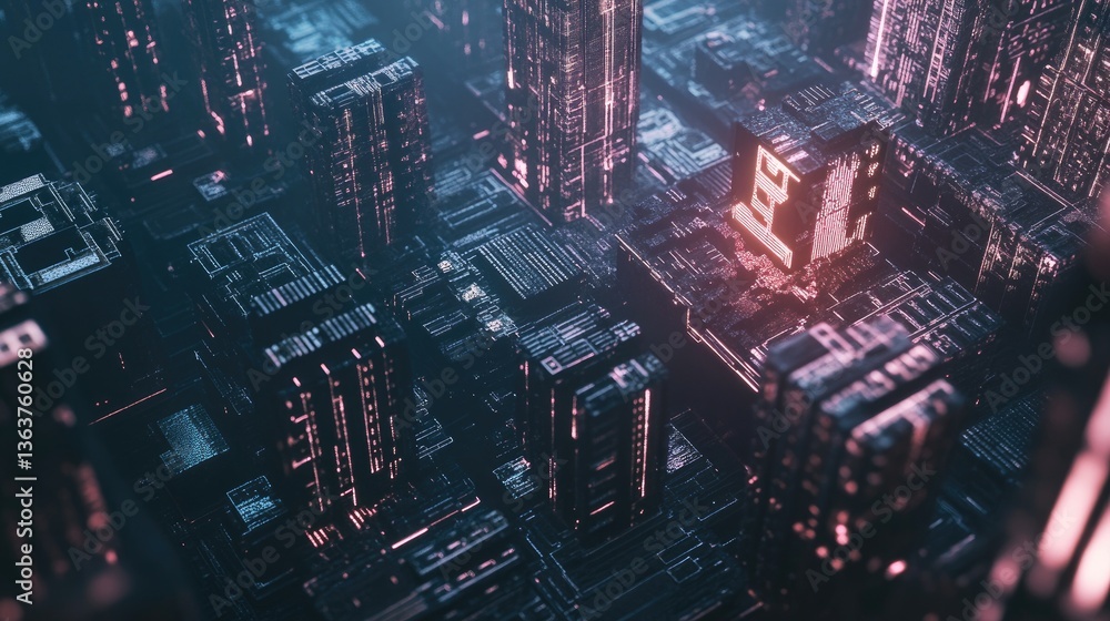 Poster holographic representation of bitcoin mining difficulty adjustments, secure blockchain verification,