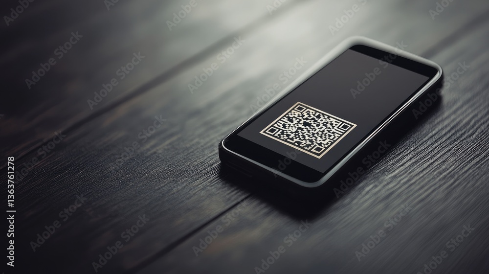 Poster minimalistic qr code payment screen symbolizing fast and secure digital purchases.